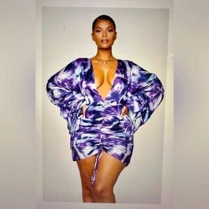 PrettyLittleThing Purple Long Sleeve Dress